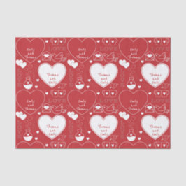 Valentine Pattern Tissue Paper - White on Red Seidenpapier