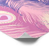 Valentine Peacock Feather Seamless Pattern in Pink Poster (Ecke)