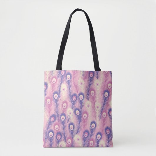 Valentine Peacock Feather Seamless Pattern in Pink Tasche (Vorderseite)