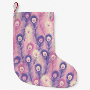 Valentine Peacock Feder Nahtloses Muster in Rosa Kleiner Weihnachtsstrumpf