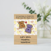 Valentine Peanut Butter und Jelly Feiertagspostkarte (Stehend Vorderseite)