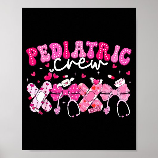 Valentine Pediatric Crew Xoxo Nurse Coquette Bow P Poster (Vorne)