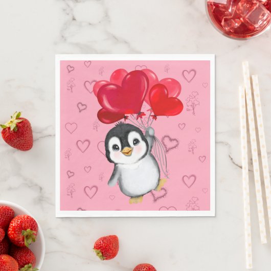 Valentine Penguin Serviette (Beispiel)