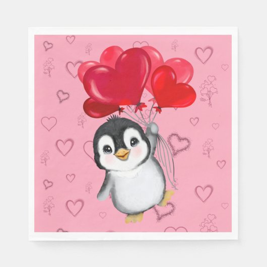 Valentine Penguin Serviette (Vorderseite)