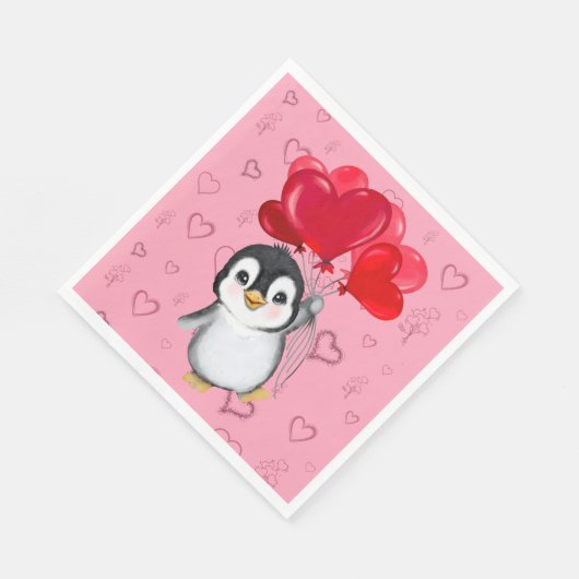 Valentine Penguin Serviette (Ecke)