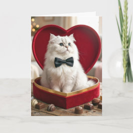 Valentine Persian Cat In Candy Box Karte