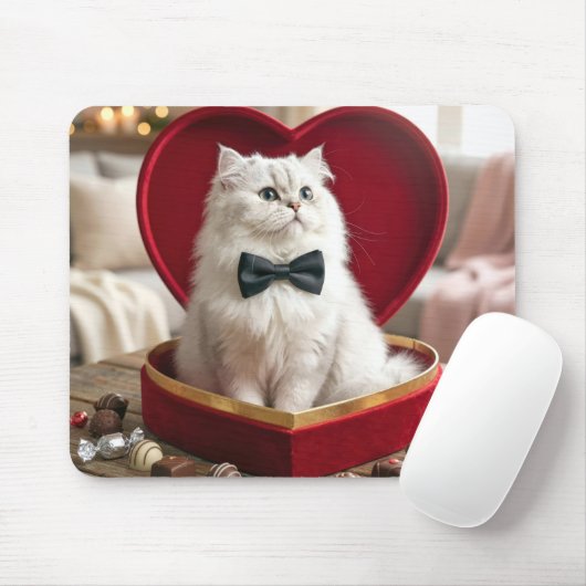 Valentine Persian Cat In Candy Box Mousepad (Mit Mouse)