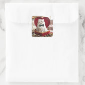 Valentine Persian Cat In Chocolate Candy Box Quadratischer Aufkleber (Tasche)