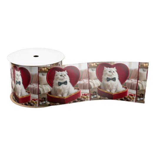 Valentine Persian Cat In Chocolate Candy Box Satinband (Spule)