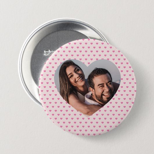 Valentine Personalisiert rosa Herzform Button (Vorne & Hinten)