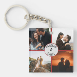 Valentine personalisierte Foto-Collagen und Namen Schlüsselanhänger