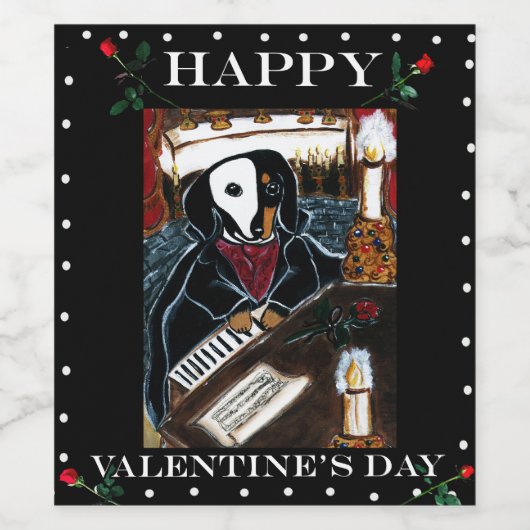 Valentine Phantom Dackel Weinetikett (Einzelnes Label)