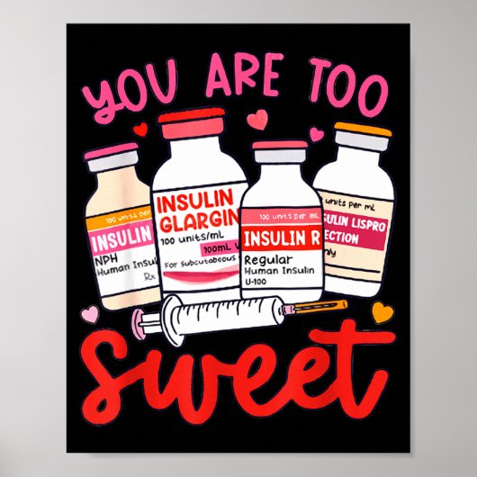 Valentine Pharmacist Diabetic Nurse Insulin Diabet Poster (Vorne)