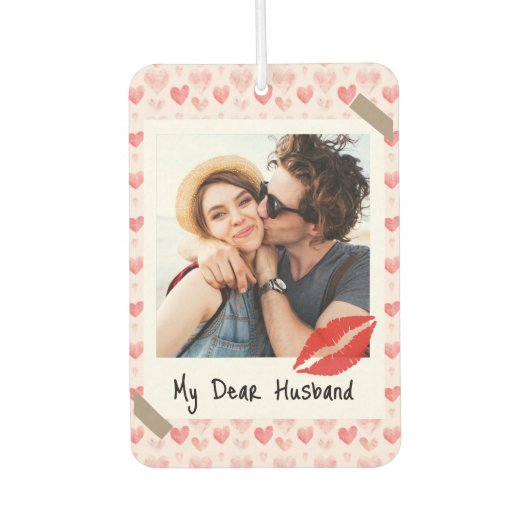 Valentine Photo Red Heart Dear Husband Custom Autolufterfrischer (Vorderseite)