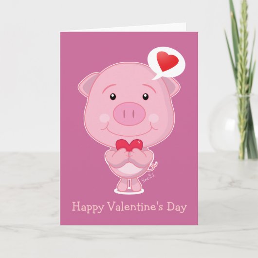 Valentine Pig Card Feiertagskarte (Vorderseite)
