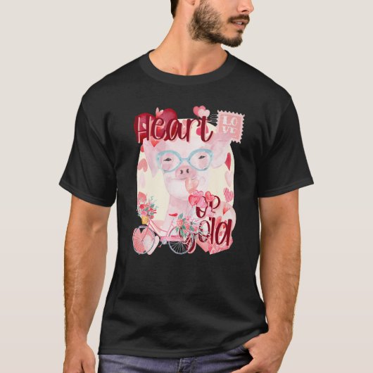 Valentine Pig Einfach Farben im Süden T-Shirt (Vorderseite)