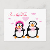 Valentine Pinguine Save the Date Postkarten (Vorderseite)