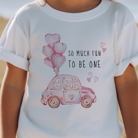 Valentine Pink Balloons und Auto zum ersten Geburt Baby T-shirt