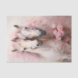 Valentine Pink Blume Zwei Weiße Pferde Seidenpapier