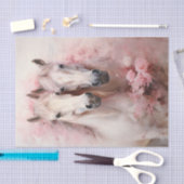 Valentine Pink Blume Zwei Weiße Pferde Seidenpapier (Handwerk)