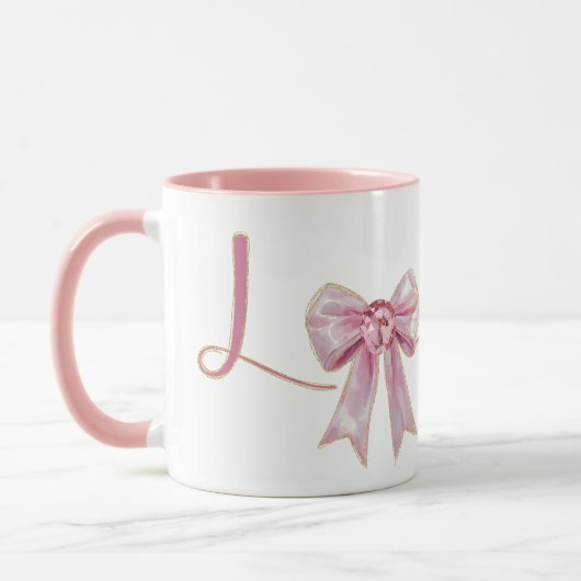 Valentine Pink Bow Tasse (Links)