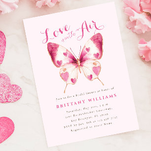 Valentine Pink Butterfly Bridal Dusche Einladung