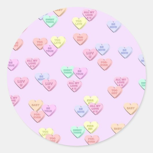 Valentine Pink Candy Hearts Pattern Stickers (Vorderseite)