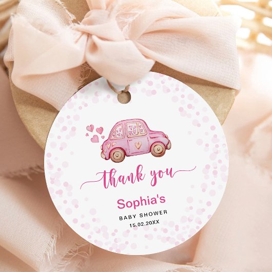 Valentine Pink Car Baby Dusche Geschenkanhänger