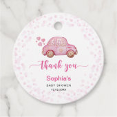 Valentine Pink Car Baby Dusche Geschenkanhänger (Vorderseite)