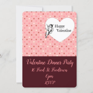 Valentine Pink cupid whimsical Abendessen Party Einladung