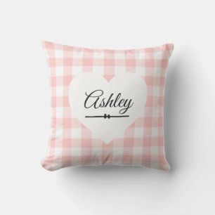 Valentine Pink Gingham Monogram Name Kissen
