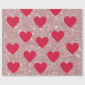 Valentine Pink Glitter & Hearts Wrapping Paper  Geschenkpapier (Flach)