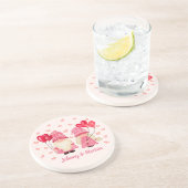 Valentine Pink Gnome Red Hearts Couple Names Getränkeuntersetzer (Seite)