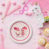 Valentine Pink Gnome Red Hearts Couple Names Pappteller (Party)