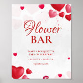 Valentine Pink Heart bridal shower flower bar Sign Poster (Vorne)