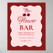 Valentine Pink Heart bridal shower flower bar Sign Poster (Vorne)