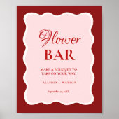Valentine Pink Heart bridal shower flower bar Sign Poster (Vorne)