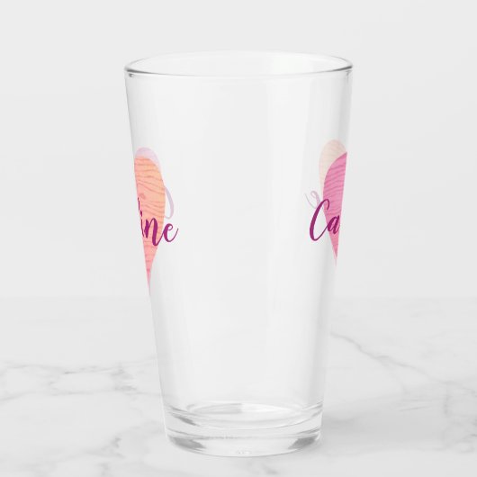 Valentine Pink Heart Glas (Links)
