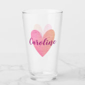 Valentine Pink Heart Glas (Vorderseite)