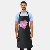 Valentine Pink Heart White XOXO Modernes Schwarz Schürze (Getragen)