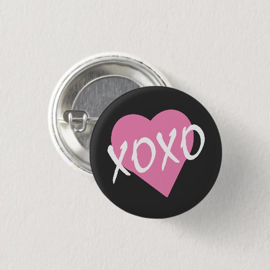 Valentine Pink Heart XOXO Button (Vorne & Hinten)