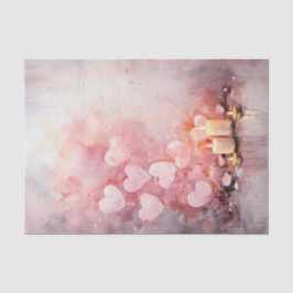 Valentine Pink Hearts and Candles Seidenpapier