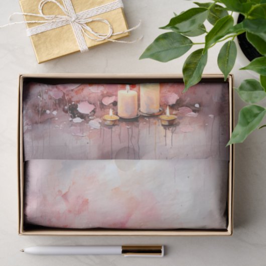 Valentine Pink Hearts and Candles Seidenpapier (Geschenk)