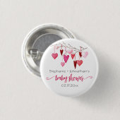 Valentine Pink Hearts Baby Dusche Button (Vorne & Hinten)