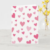 Valentine Pink Hearts Card Karte (Gelbe Blume)