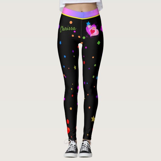 Valentine Pink Hearts Festival Geburtstag Leggings (Vorderseite)
