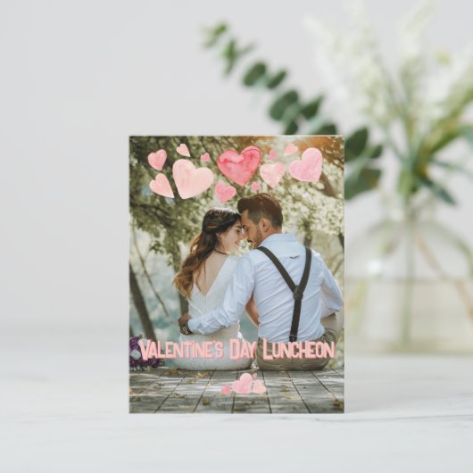 Valentine Pink Hearts Overlay Add your own Foto Einladung (Stehend Vorderseite)