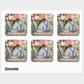 Valentine Pink Hearts Overlay Add your own Foto Quadratischer Aufkleber (Blatt)
