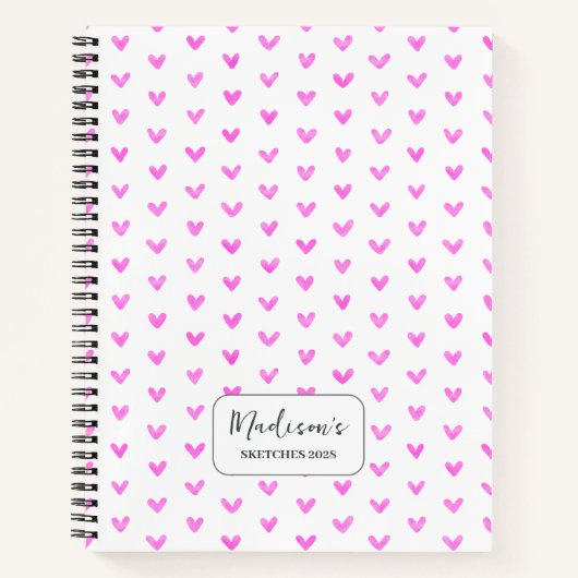 Valentine Pink Hearts Personalisiert Notizblock (Vorderseite)