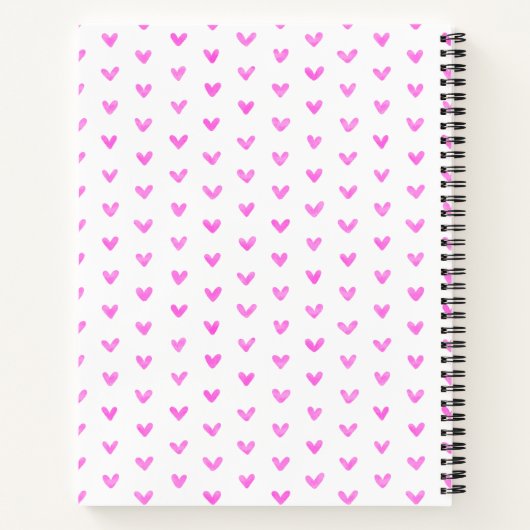 Valentine Pink Hearts Personalisiert Notizblock (Rückseite)